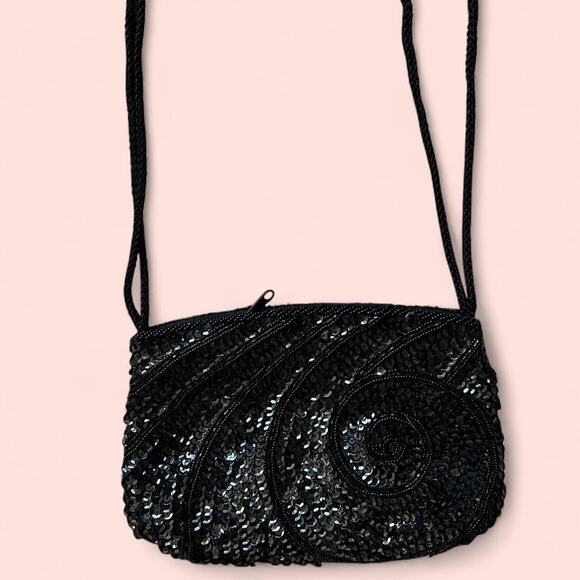 Black beaded sequin vintage bag - Picture 4 of 6